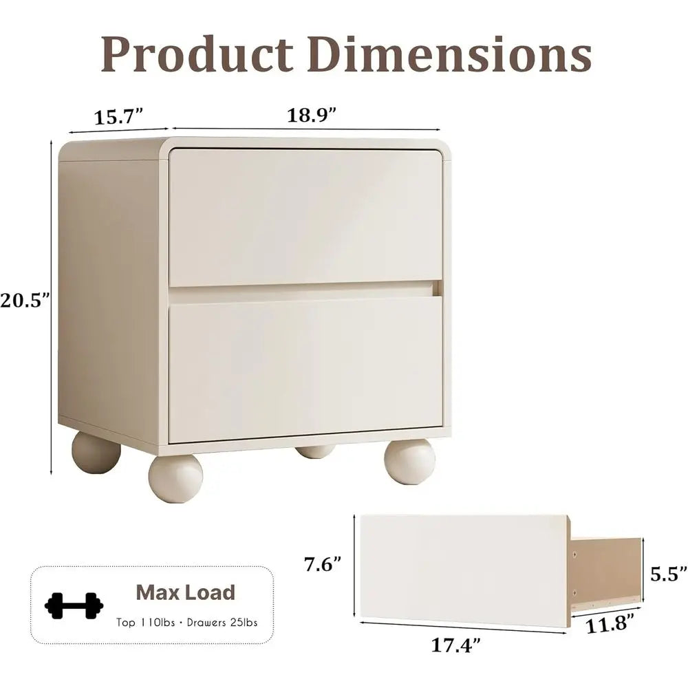 3-Piece Bedroom Set: 6-Drawer Dresser & 2 Nightstands with Curved Design