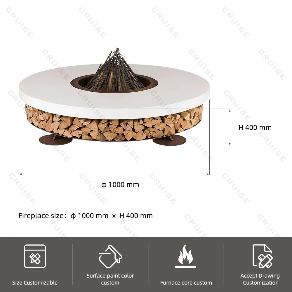 Free Standing Atomized/Electronic Table Fire Pit With BBQ