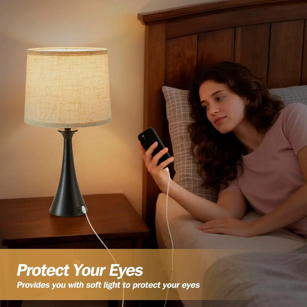 Touch Lamp , 21" Table Lamps Set of 2 with USB C+A Ports,