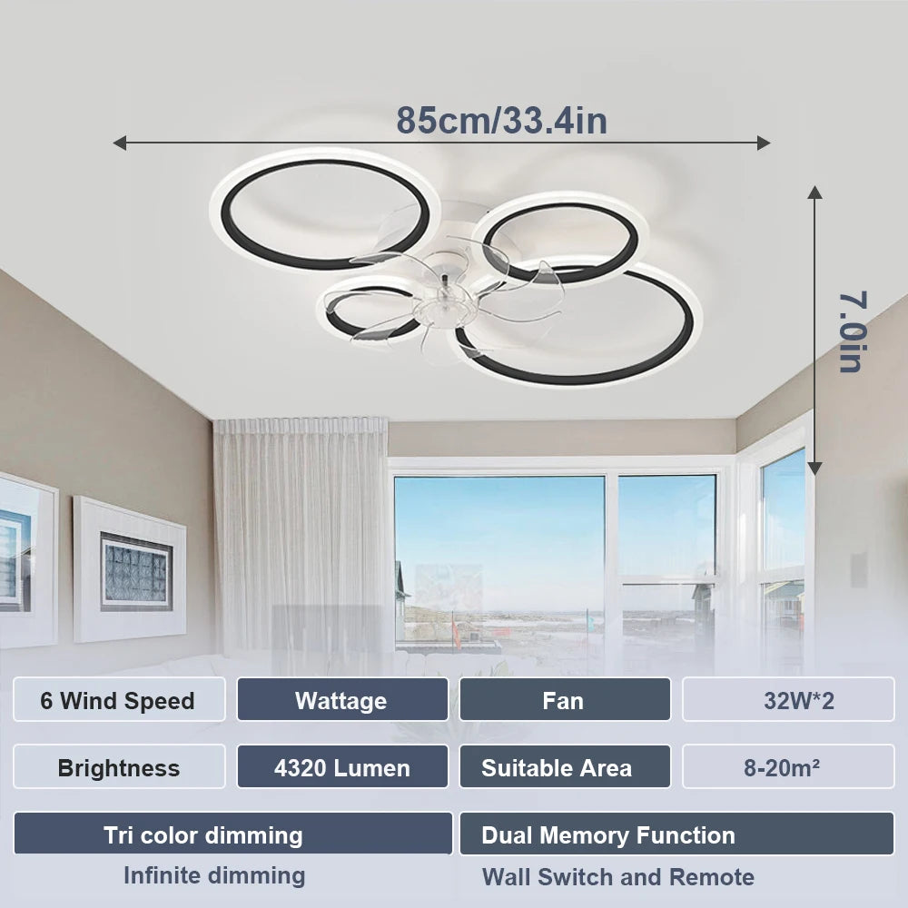 Led Low Noise Ceiling Fan Chandelier