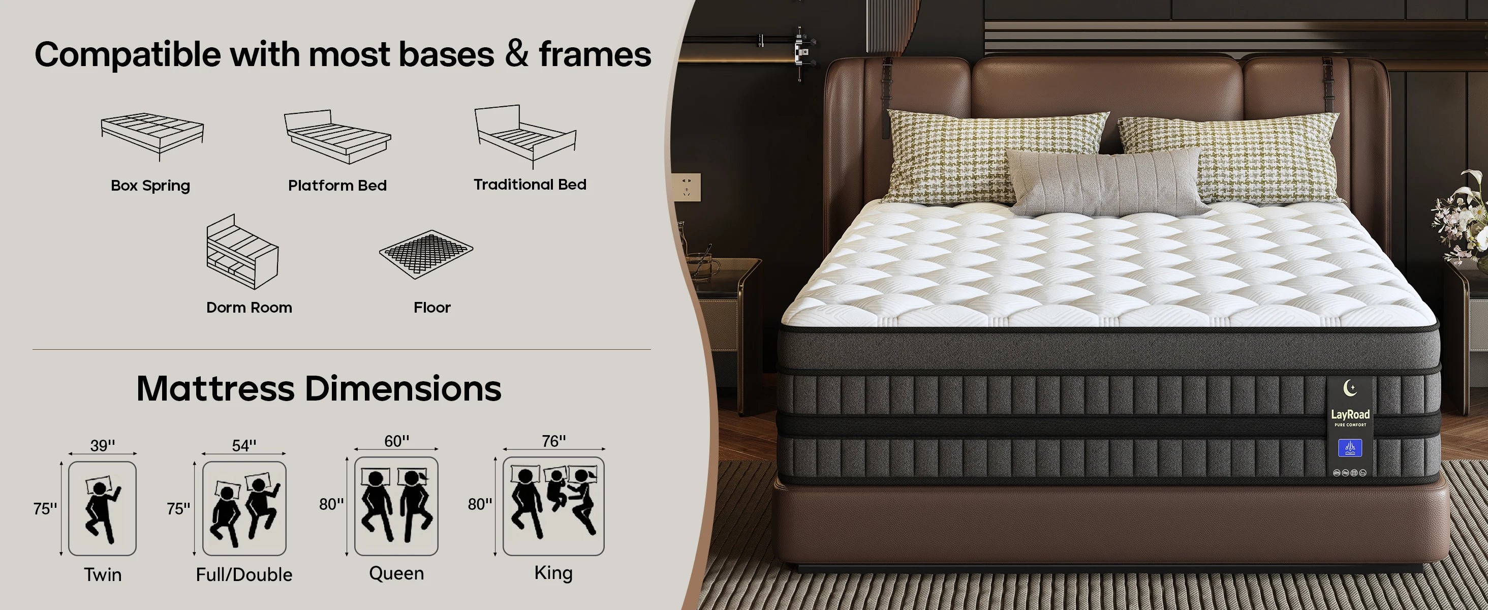 Full-Size Hybrid Mattress 12/14-Inch Medium Firm Gel Memory Foam