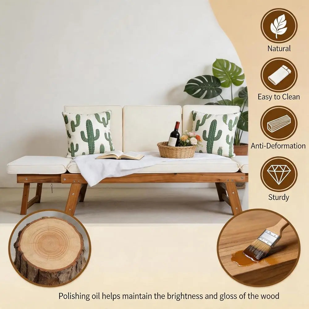 Wooden Outdoor Daybed Chaise Lounge