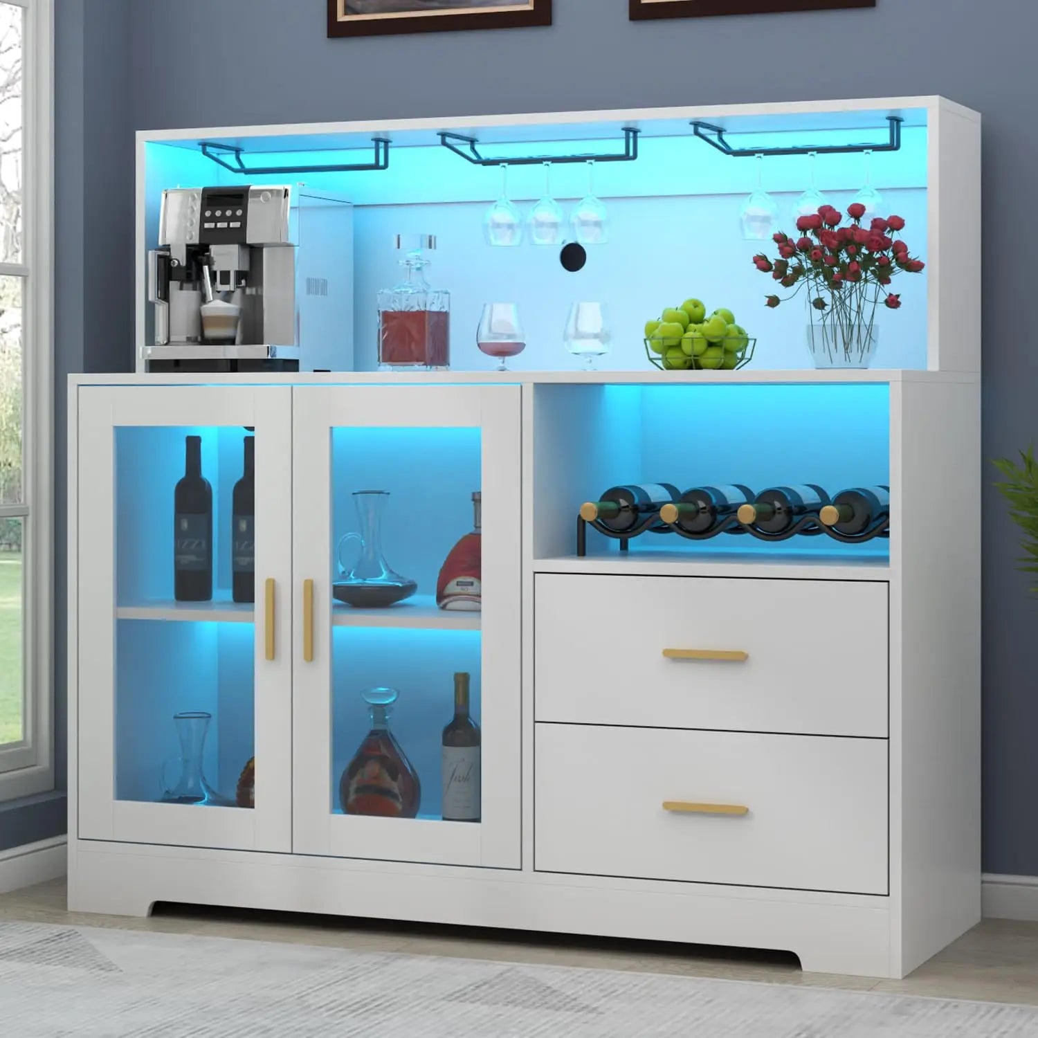 Wine Bar Cabinet with LED Light