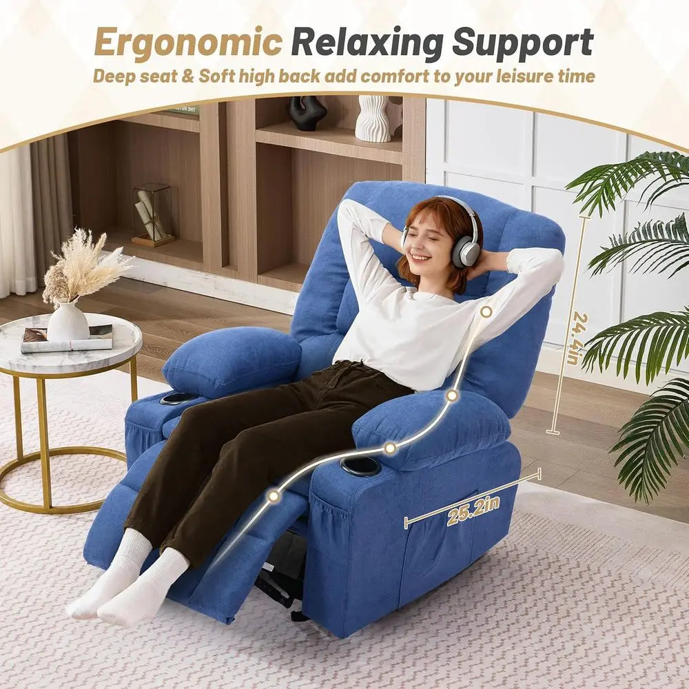 Blue Ergonomic Recliner Chair