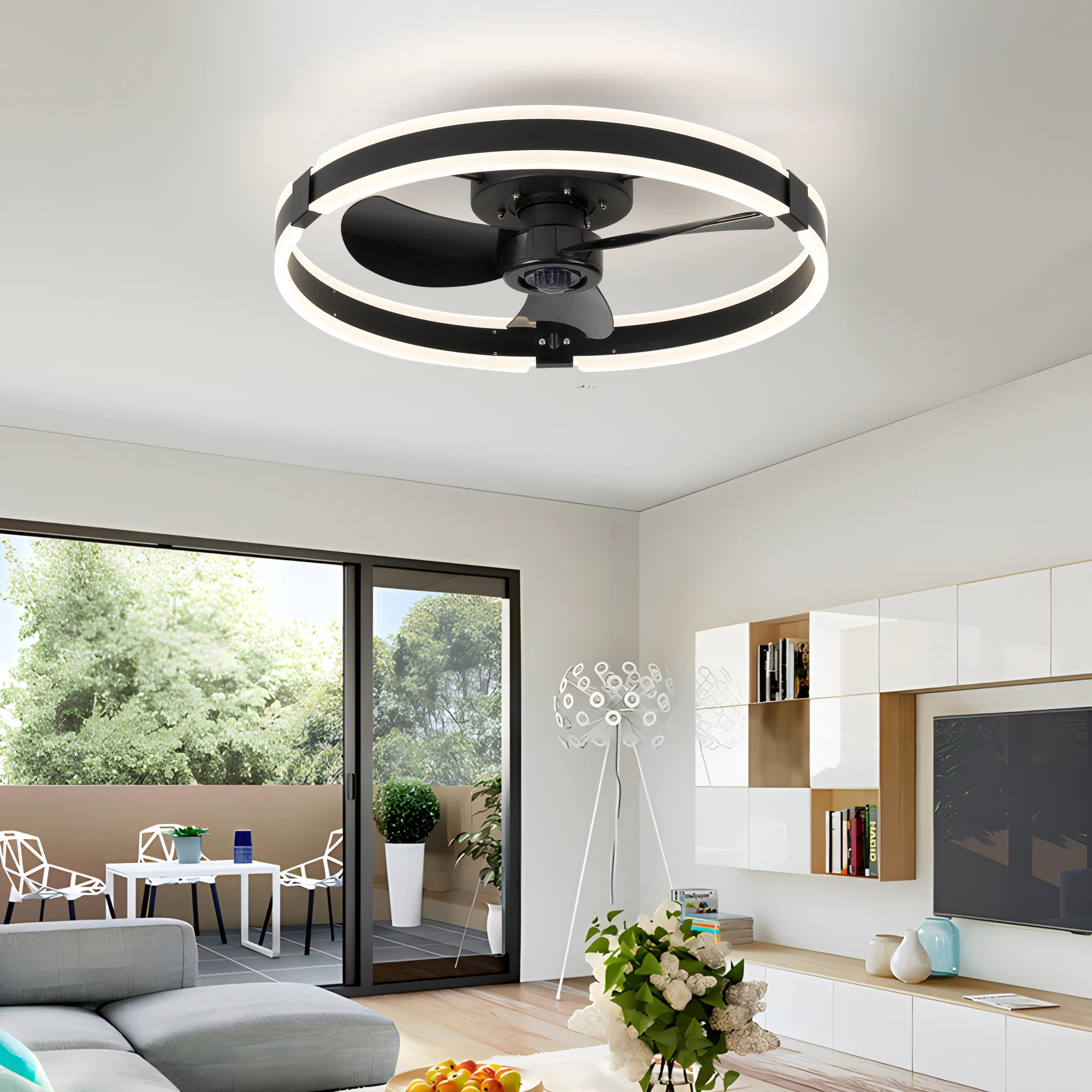 LED ceiling fan, 3-blade with lights and remote