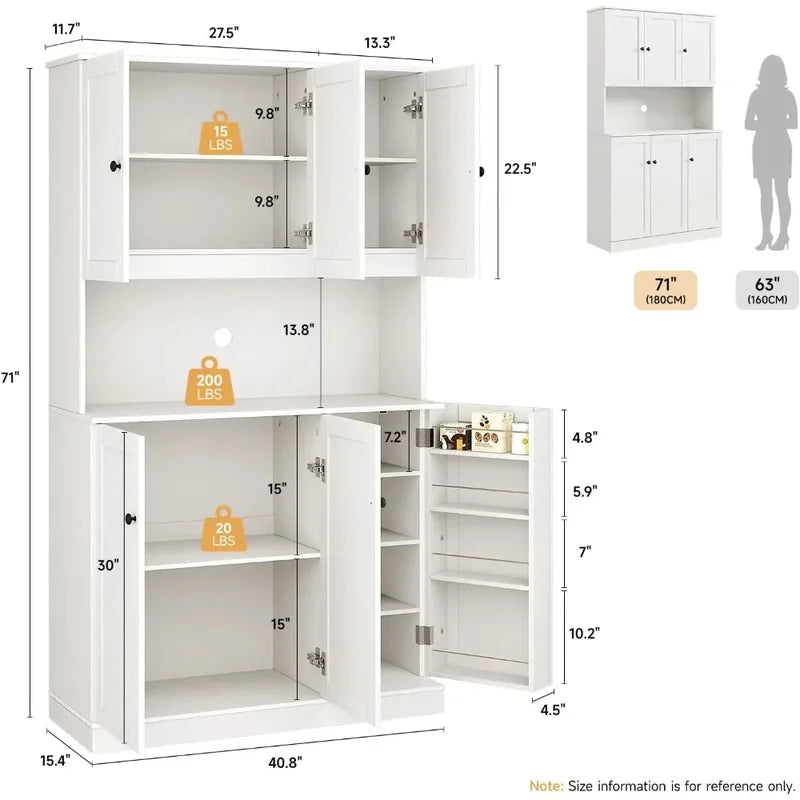 Tall Freestanding Kitchen Pantry Storage Cabinet