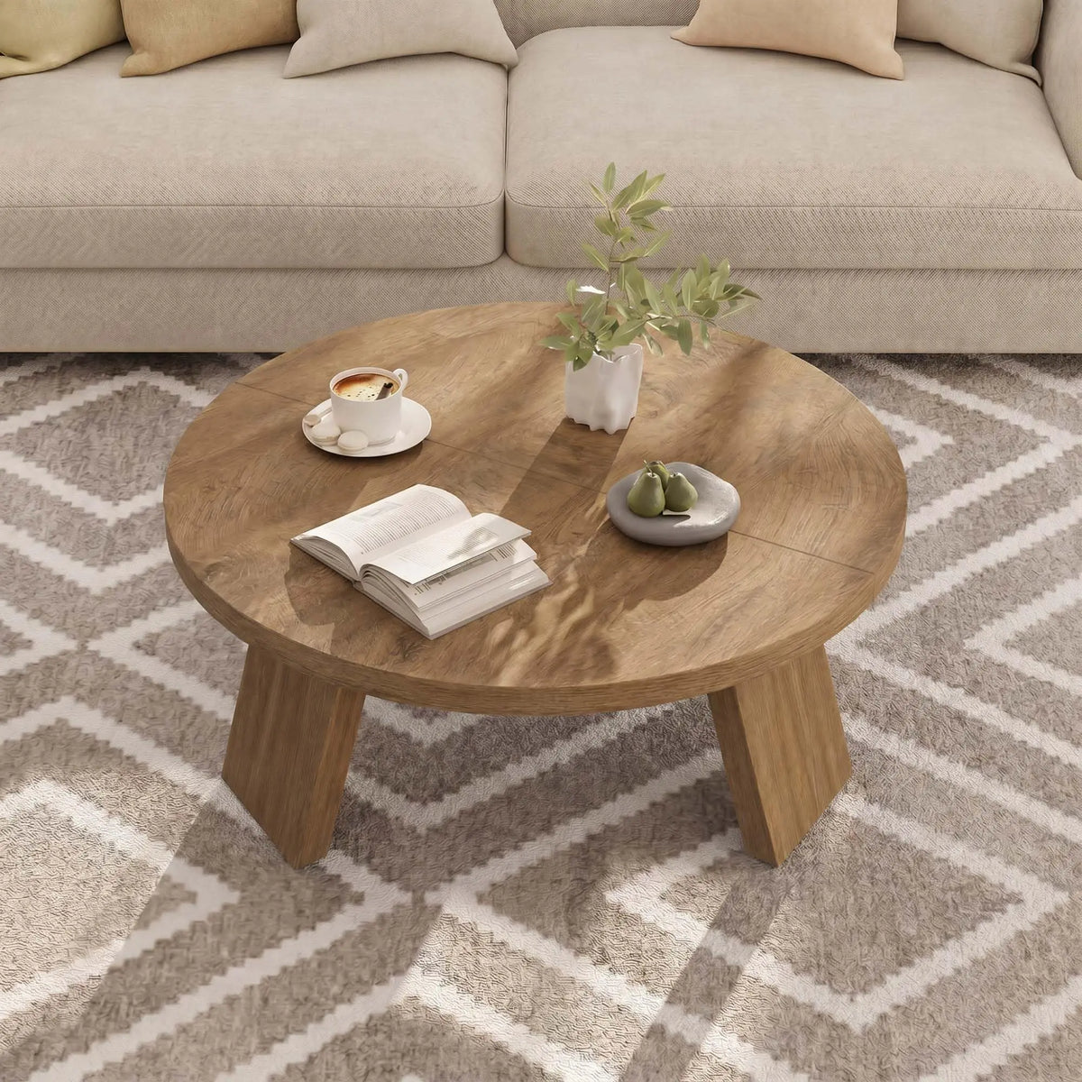33.5 Inch Round Coffee Table for Living Room