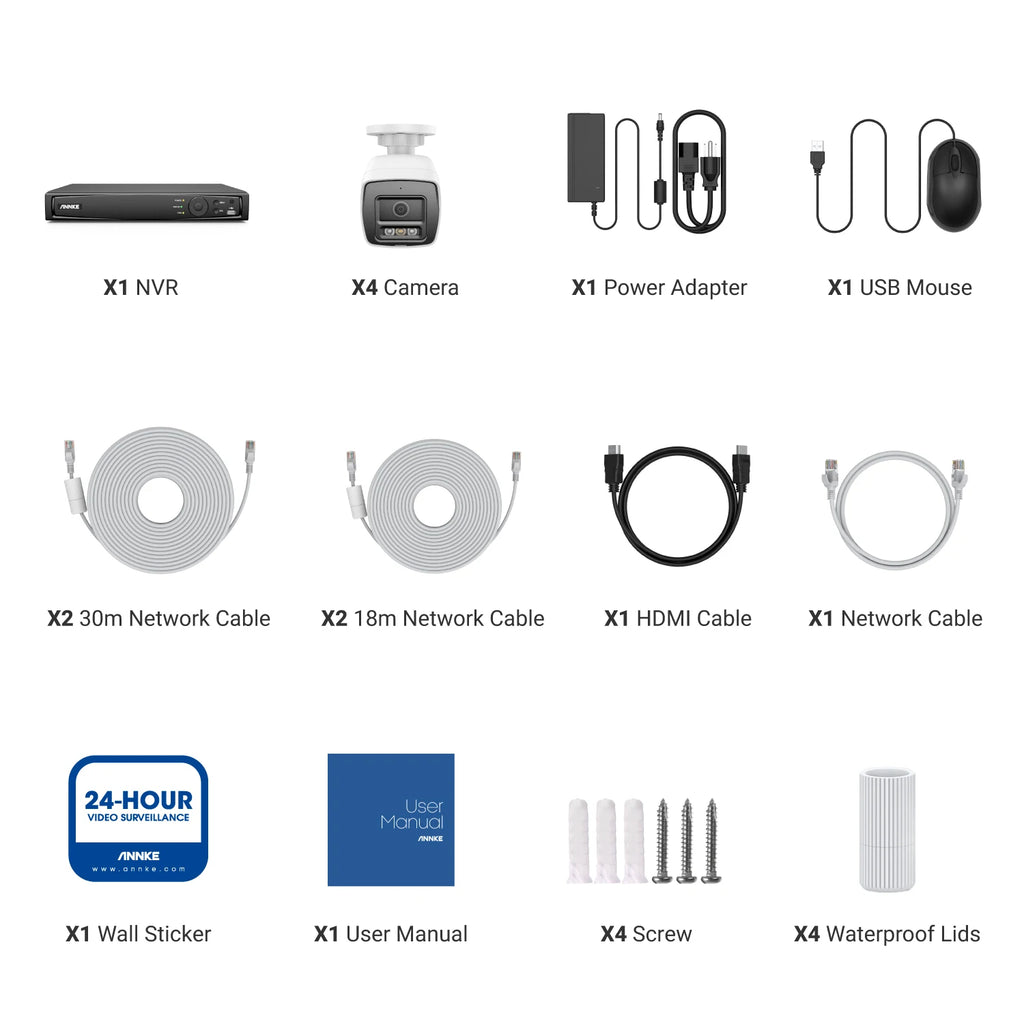 12MP POE Video Surveillance System 8CH NVR With 4/8 PCS