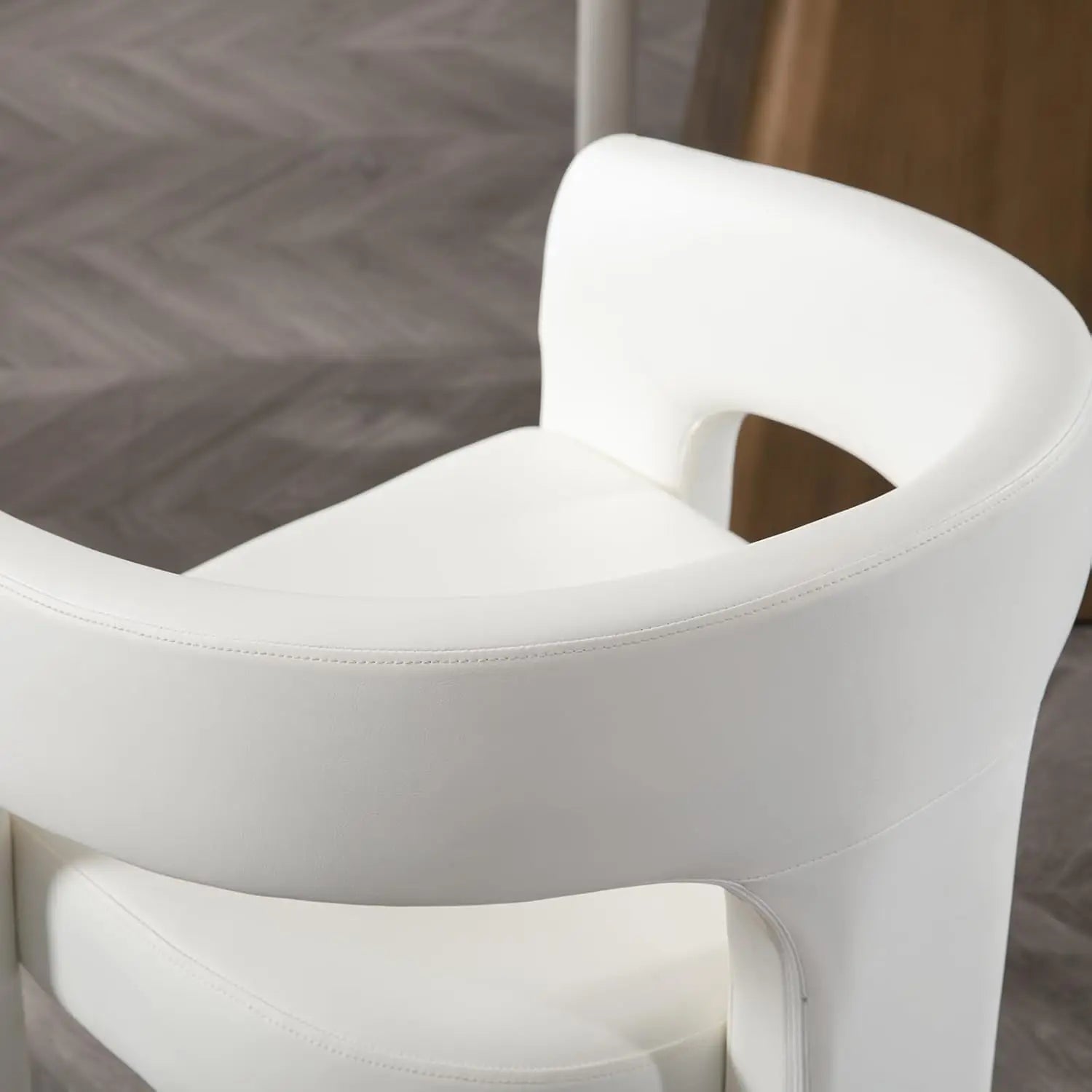 Upholstered Barrel Dining Chair Faux Leather