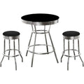 Retro Style Black 3-Piece Bistro Table and 2 Bar Stools Set