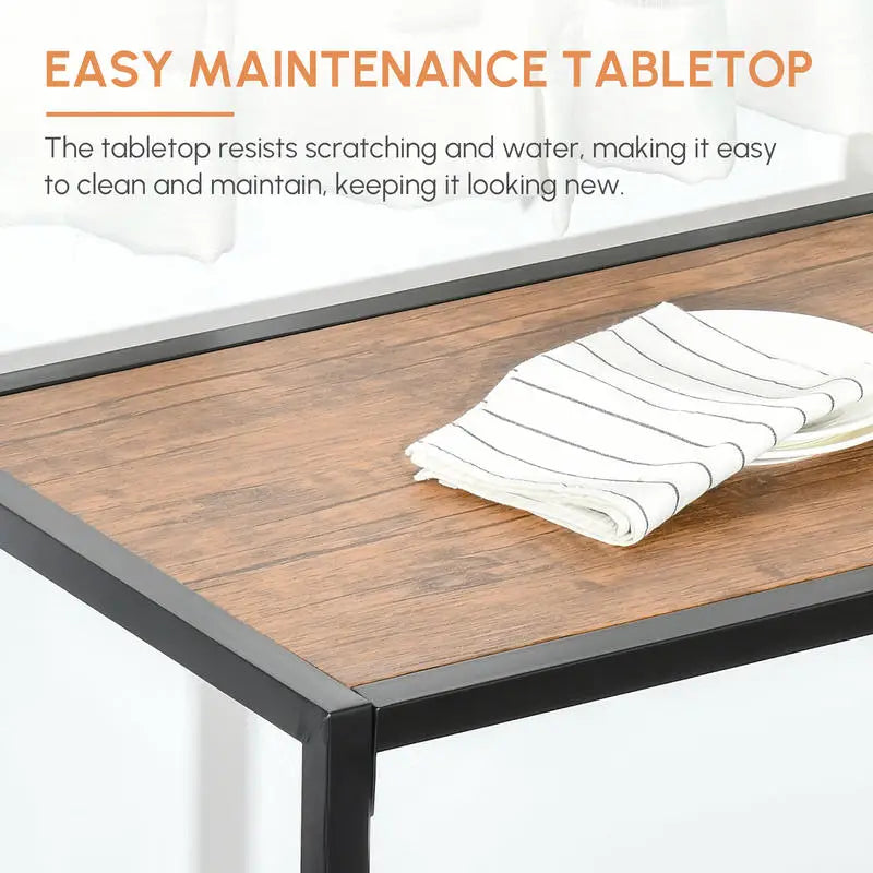 3-Piece Industrial Dining Table Set for 2