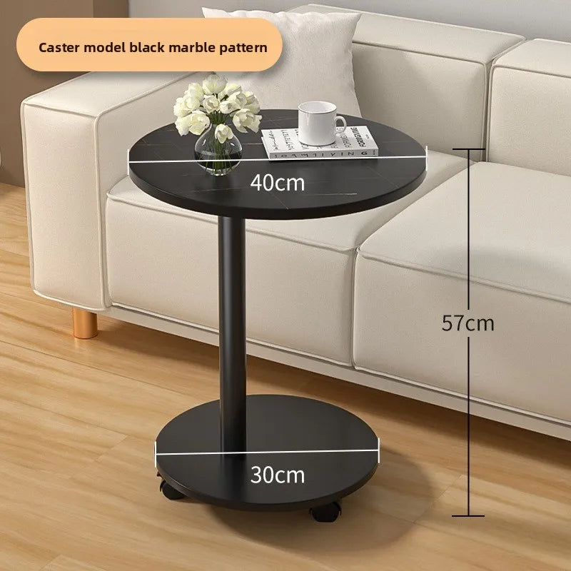 Modern Round Dining Table Portable Foldable Wheeled Side Table