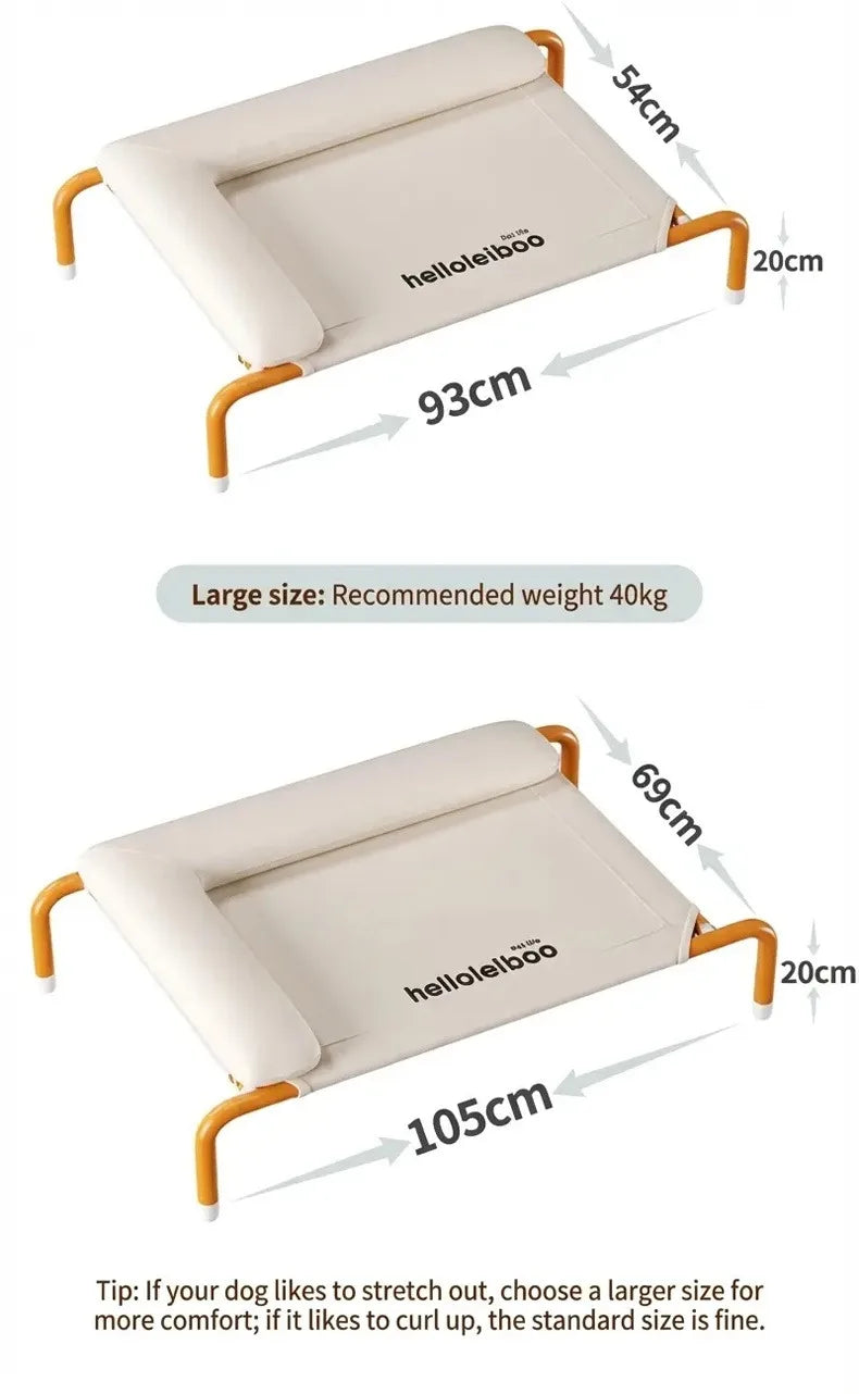Elevated Breathable Dog Bed with Pillow for Patio Sunbathing