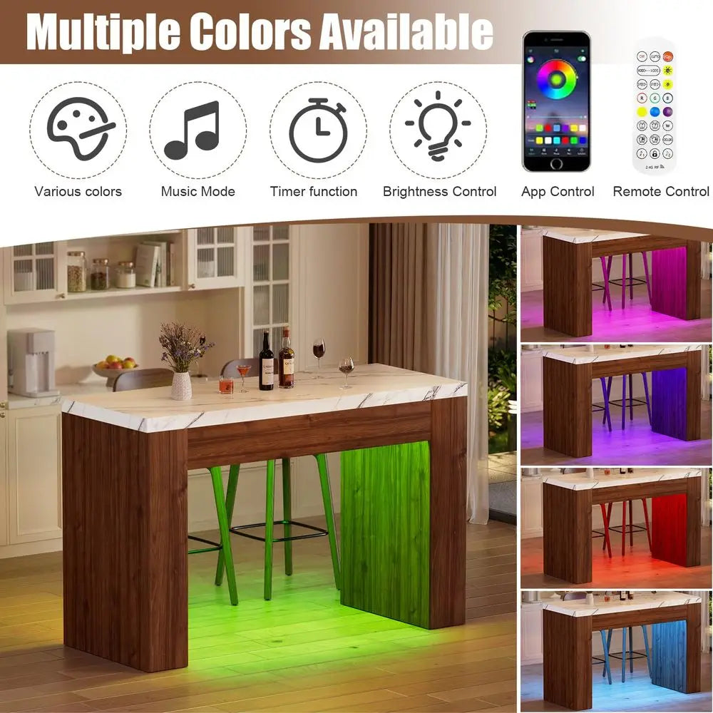 Bar Table with 2Tier Hidden Storage, Counter Height