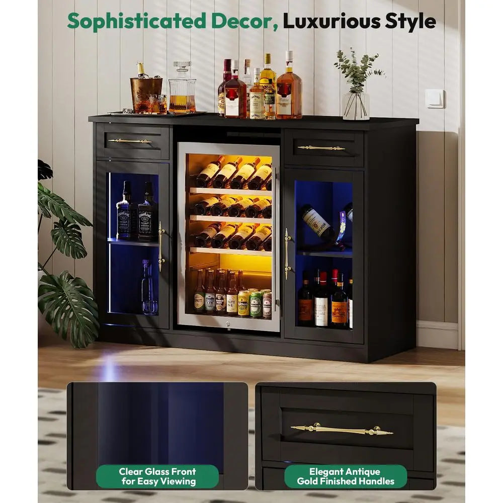 Coffee Bar Cabinet with Wine Racks and Drawers