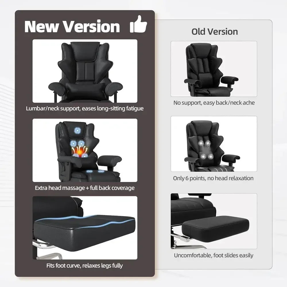 7-Point Massage Oice Chair,Heated Desk Manageral Chair,Ergonomic Executive Chair with ootrest,Adjustable Armrest，Computer Chair