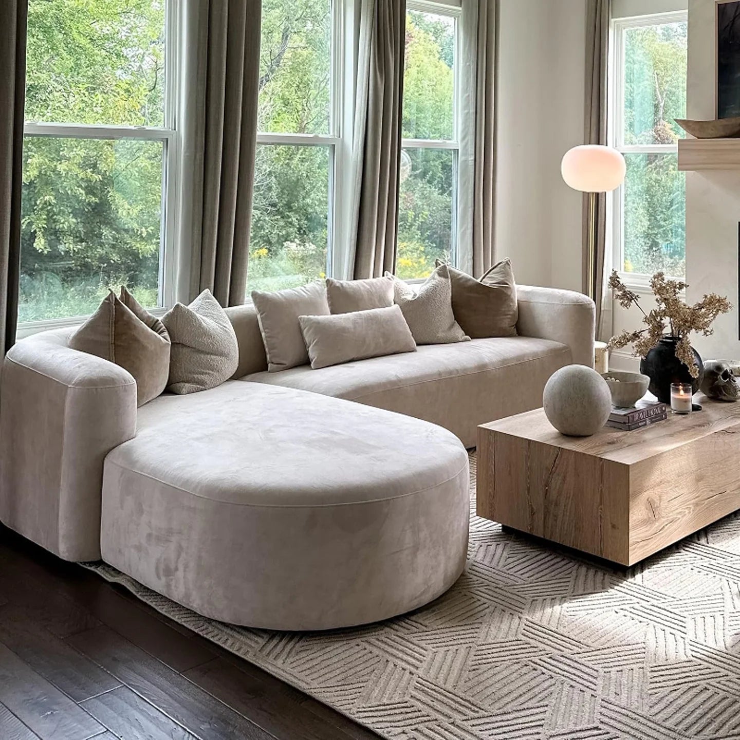 Modern L Shaped Velvet Sofa With Chaise
