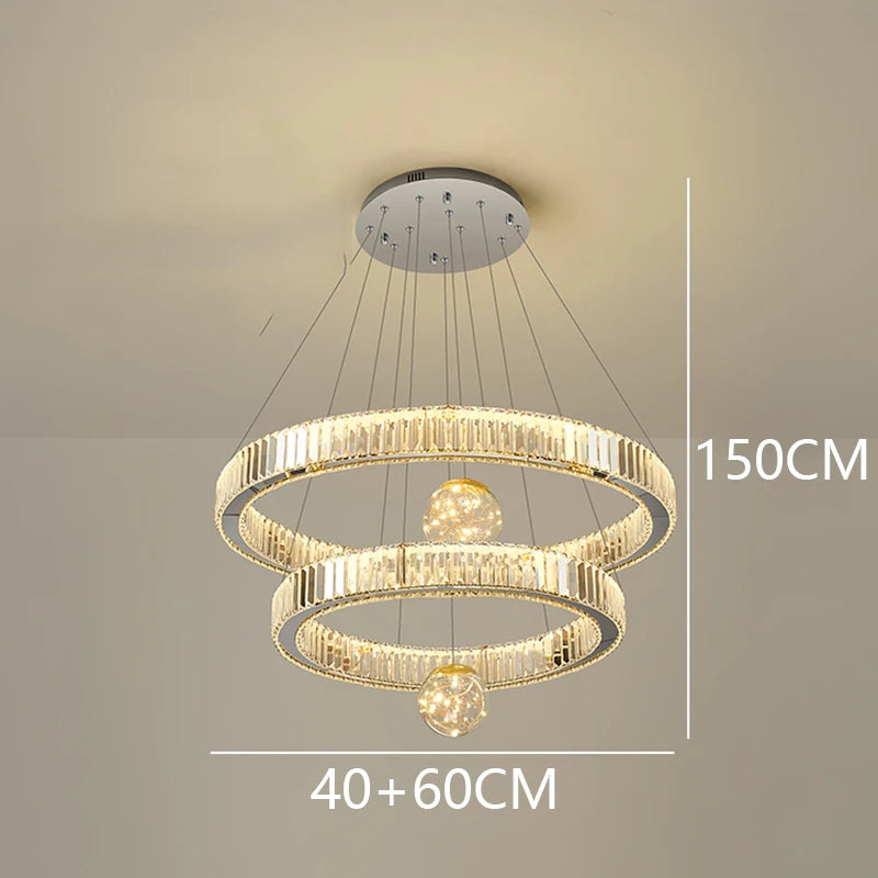 Modern Crystal Chandelier Lustre Stair Pendant