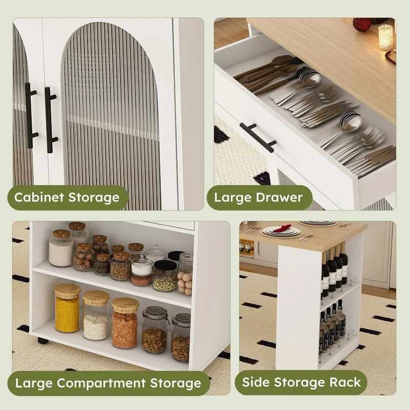 80-inch Expandable Kitchen Island