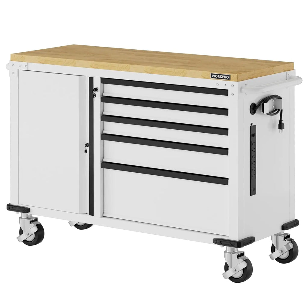 5-Drawer & 1-Door Rolling Tool Chest, Power Strip, Locking System