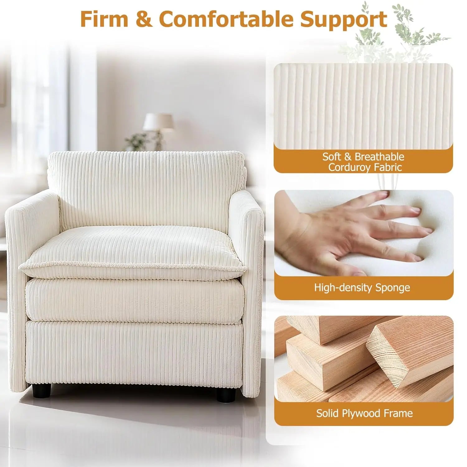 Oversized Corduroy Accent Chair & Ottoman