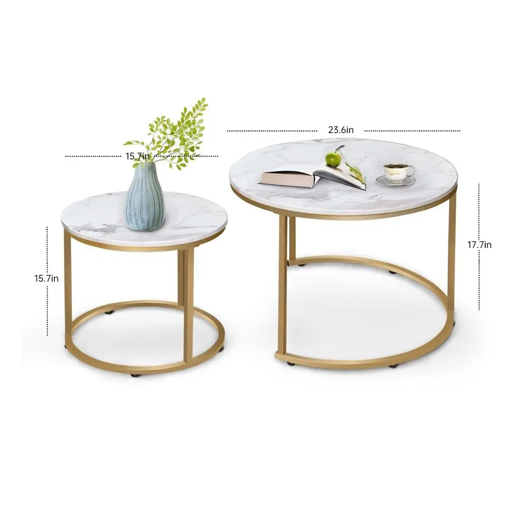 White Set of 2 Coffee Nesting Tables