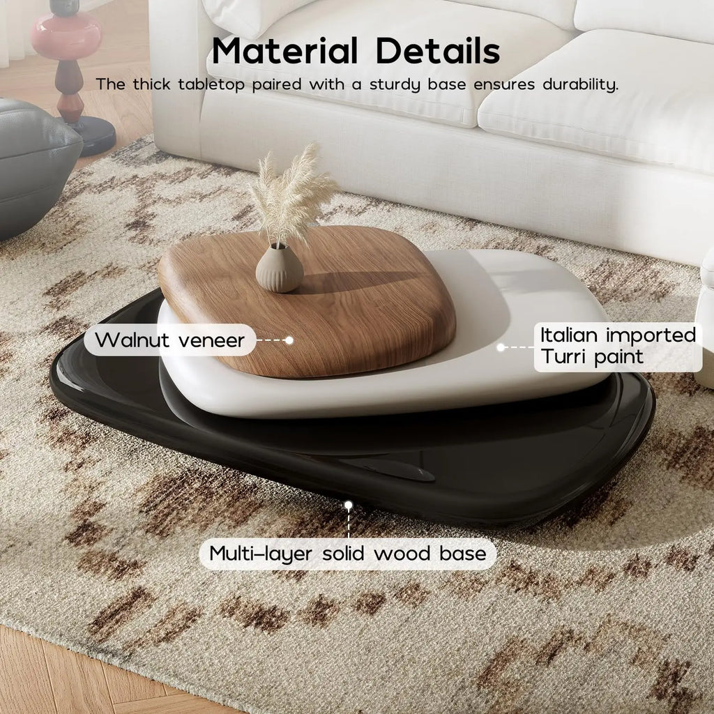 Modern Rotatable Wood Coffee Table for Living Room