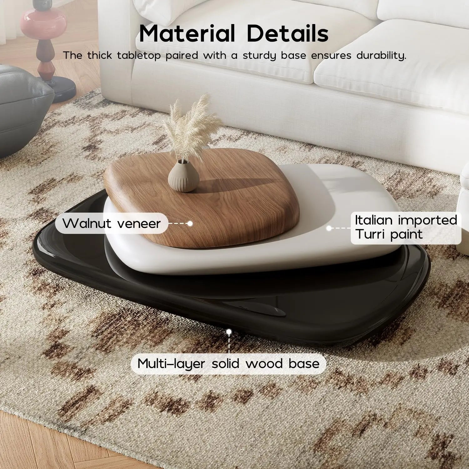 Modern Rotatable Wood Coffee Table for Living Room