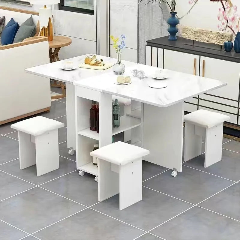 Folding Dining Table Set 4 Chairs Italian Nordic Luxury Dining Table Decorate Simple Mesas Y Sillas De Comedor Kitchen Furniture