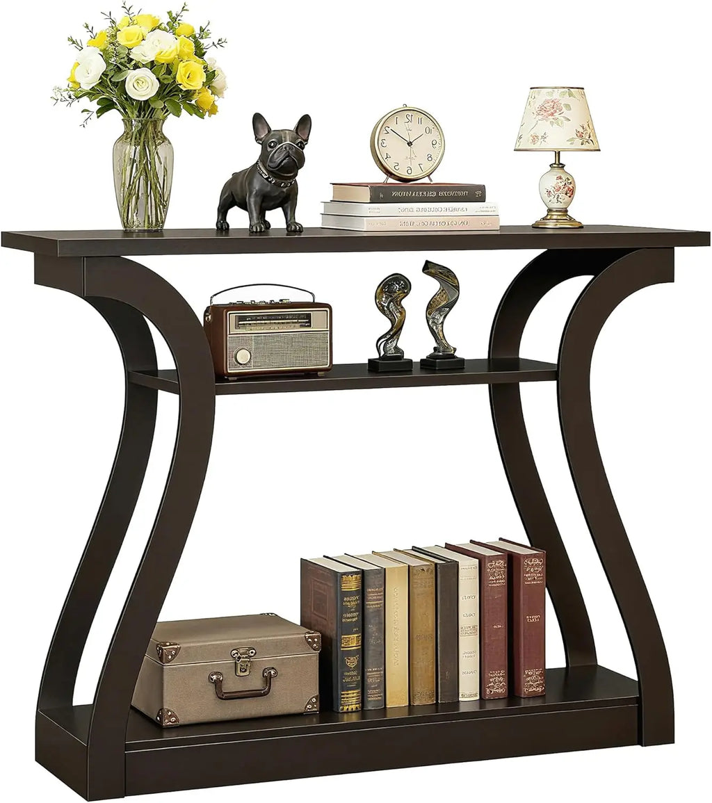 Console Table, Entryway Table with 3 Tier Storage Shelves