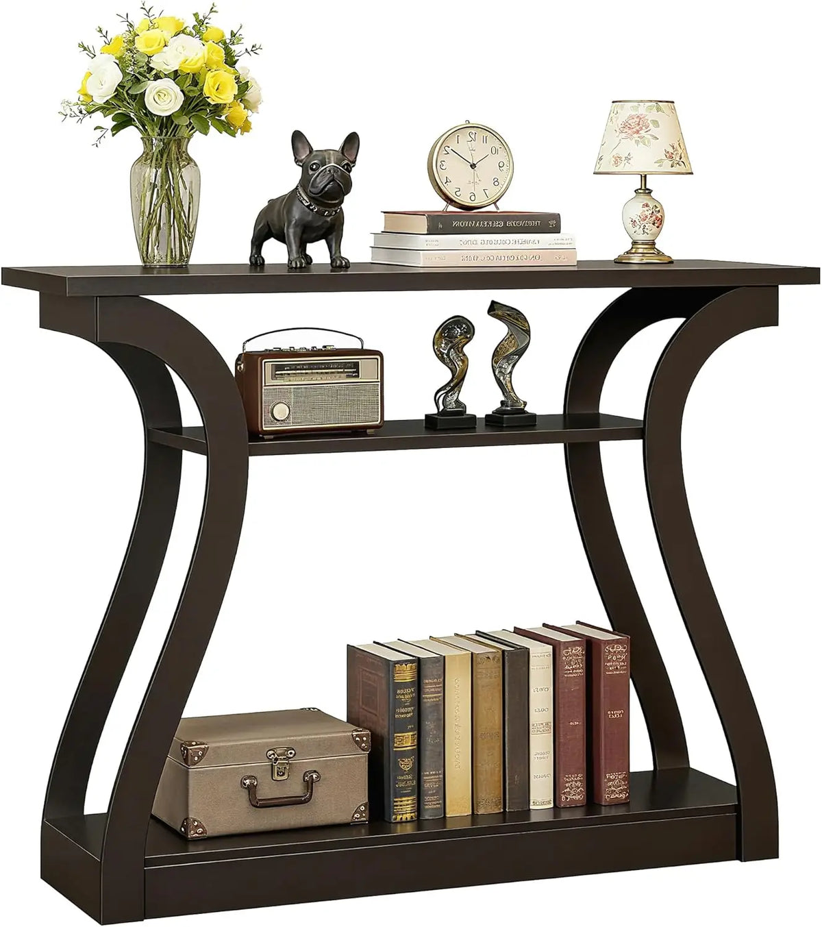 Console Table, Entryway Table with 3 Tier Storage Shelves