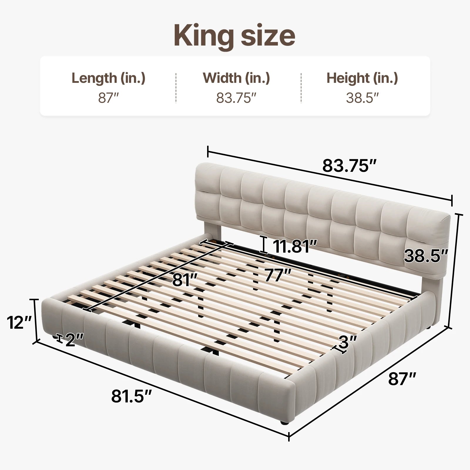 Queen Size Modern Cloud Platform Bed