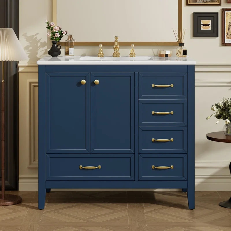 36" Blue Bathroom Vanity with Sink