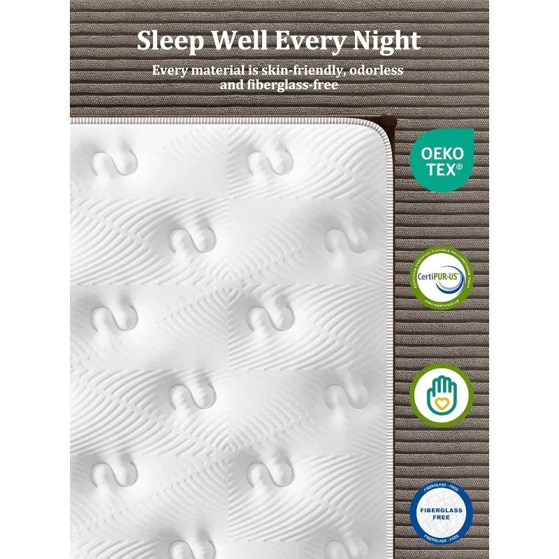 Luxury Pocket Spring Mattress 14 Inch Medium Firm Queen Hybrid Mattress