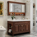 Solid Oak Bathroom Vanity with Ceramic Integrated Modern Smart Mirror