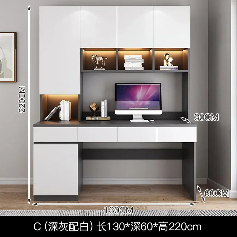 Premium Double desk, bookshelf integrated table