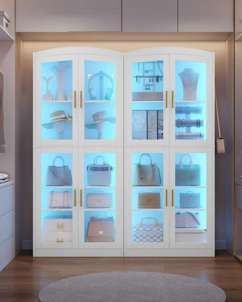 9 Tier Shoe Storage Cabinet with Glass Doors