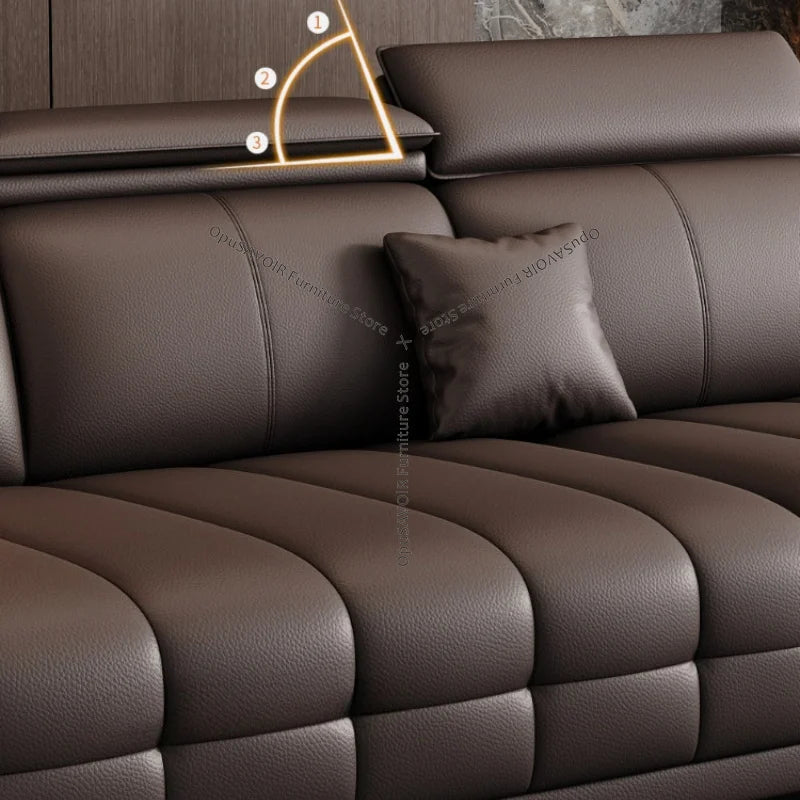 Italian Minimalist Lawrence Top Grain Leather Sofa