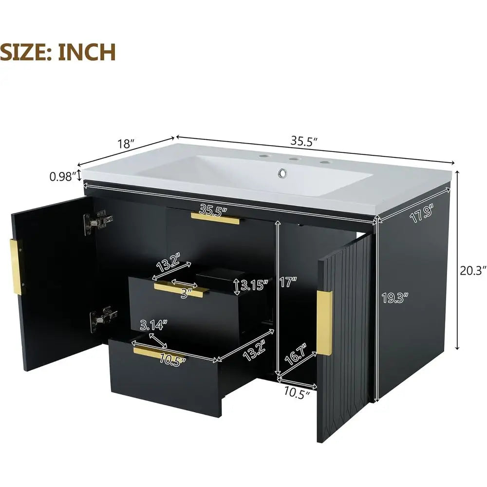 36 Inch loating Bathroom Vanity Cabinet with Sink,