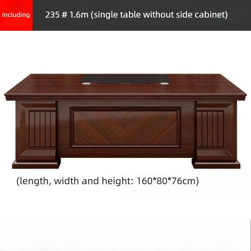 Executive Office Desk Solid Wood Manager Desk with Side Cabinet