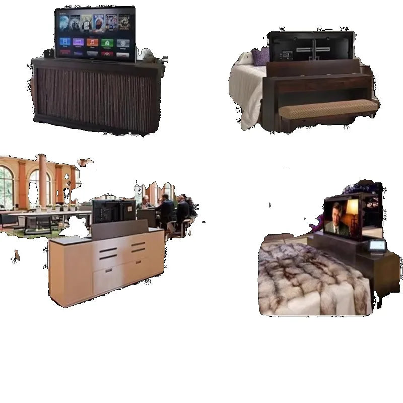 Light luxury electric remote control lifting TV cabinet