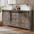 Bathroom Vanity with Sink, 60 Inch Bathroom Vanity Double Sink Ceramic