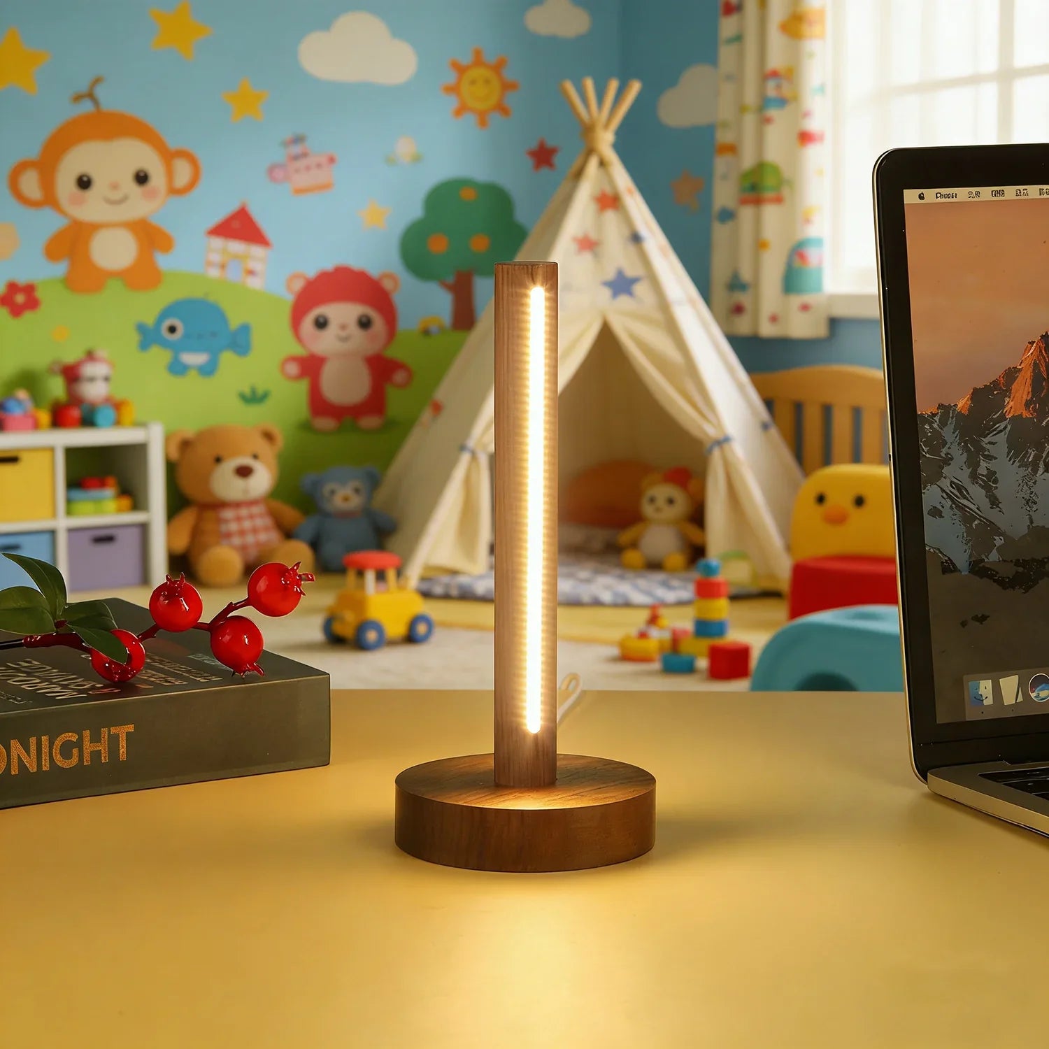 Natural Wood LED Table Lamp