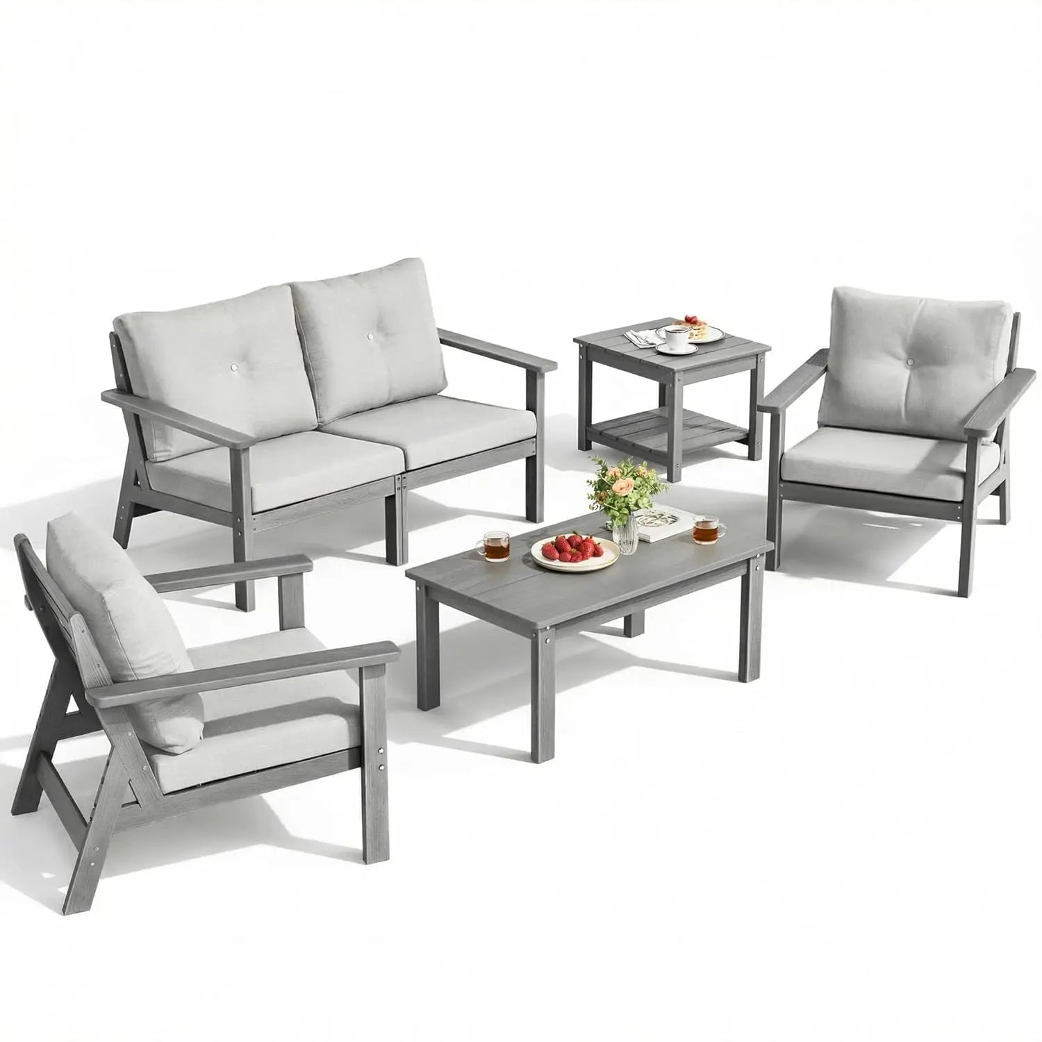 6pc Patio Sectional Sofa Set All Weather