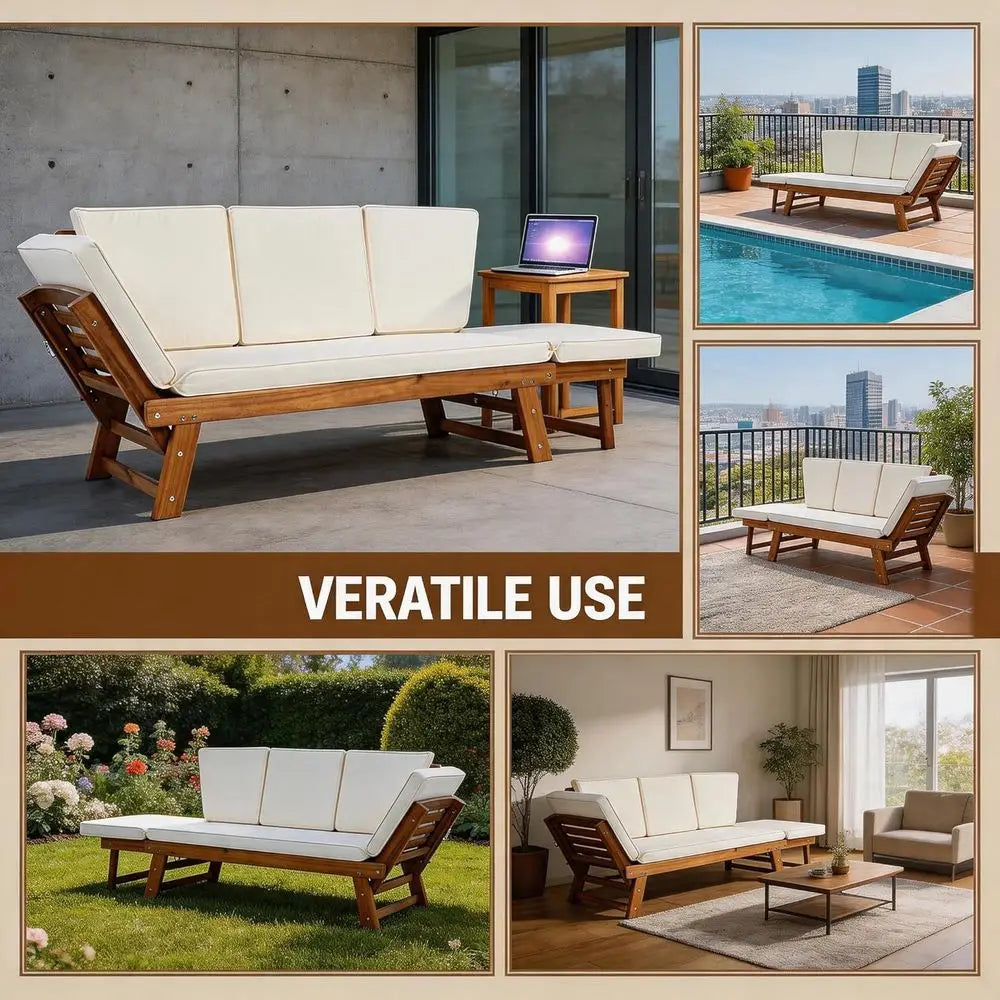 Wooden Outdoor Daybed Chaise Lounge