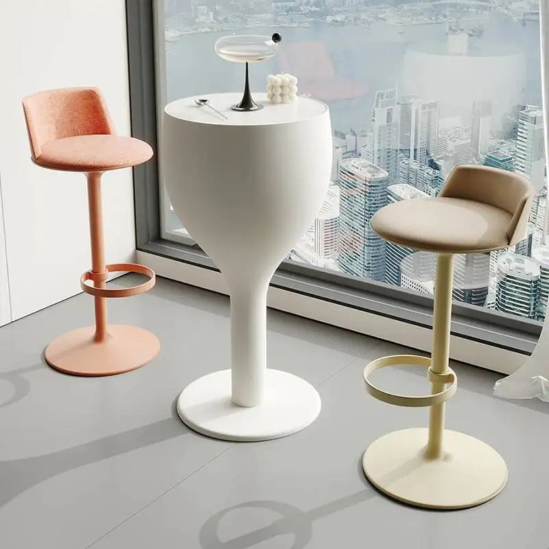 White Round Minimalist Bar Dining Table Counter Height