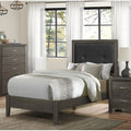 Contemporary Twin Bed with Button-Tufted Dark Gray Faux Leather