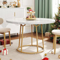 Wooden & Marble Round Dining Table