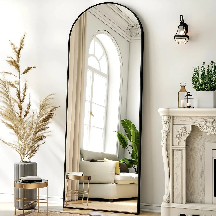 64"x 21" Arched Full Length Mirror Full Body Floor Mirrors Black