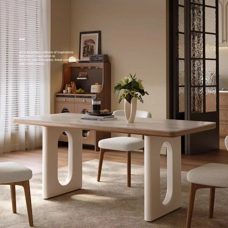 6 Person White Dining Table Luxury Design Modern Nordic